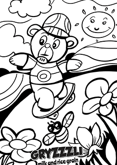 Kolorowanka z misiem Gryzzzli na deskorolce